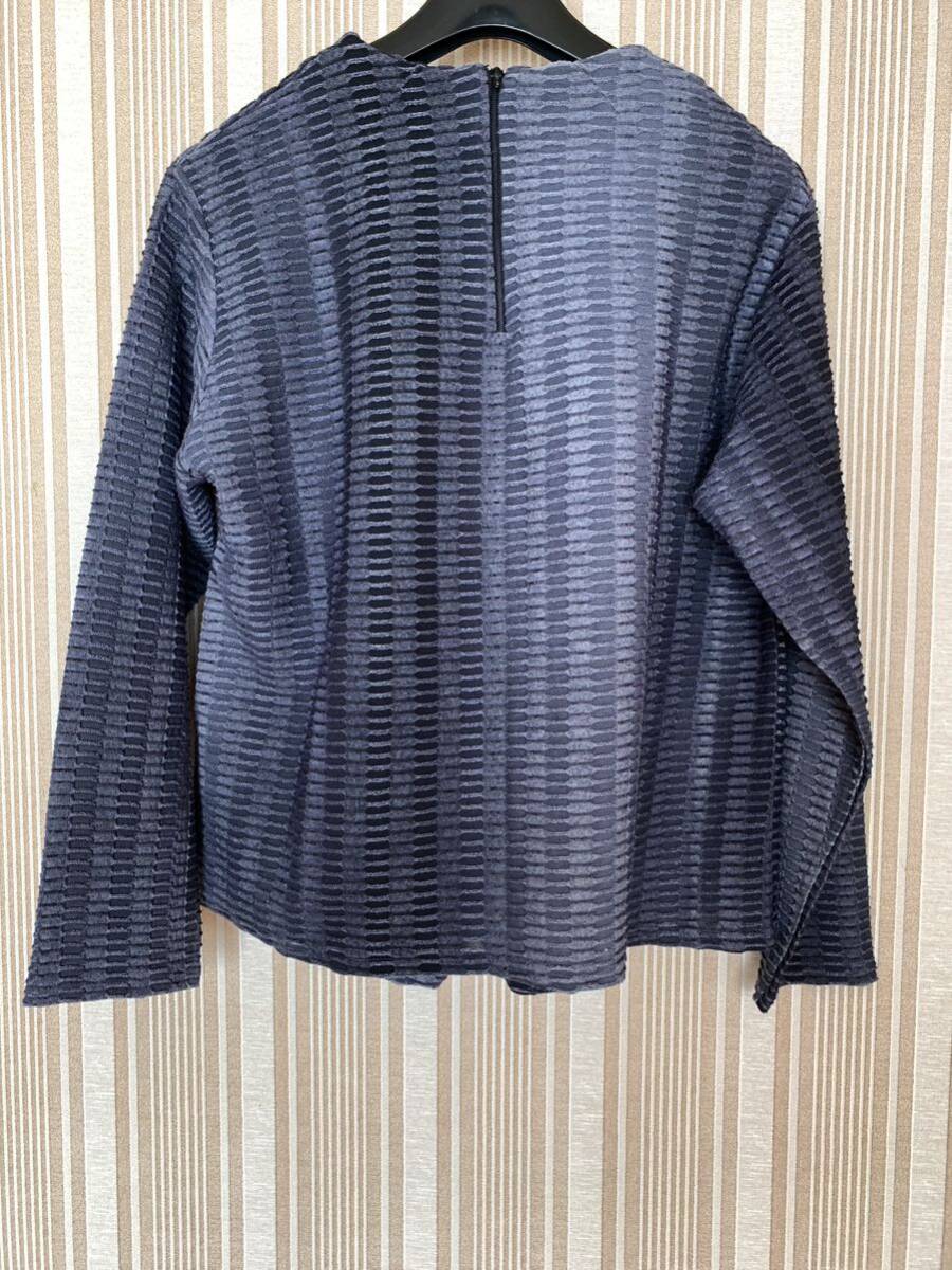 中古　レディース　長袖　後ろファスナーブラウス　L ブルーグレー_画像2