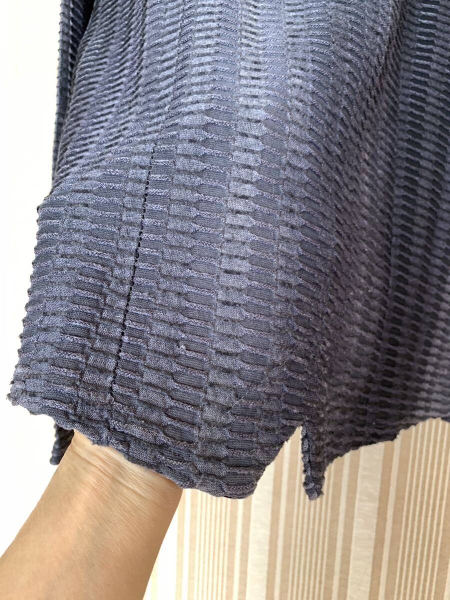 中古　レディース　長袖　後ろファスナーブラウス　L ブルーグレー_画像3