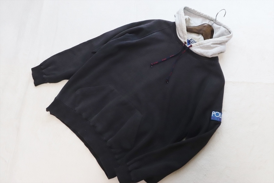 ヴィンテージ ラルフローレン POLO HI TECH メンズ スウェットパーカー L 黒/グレー