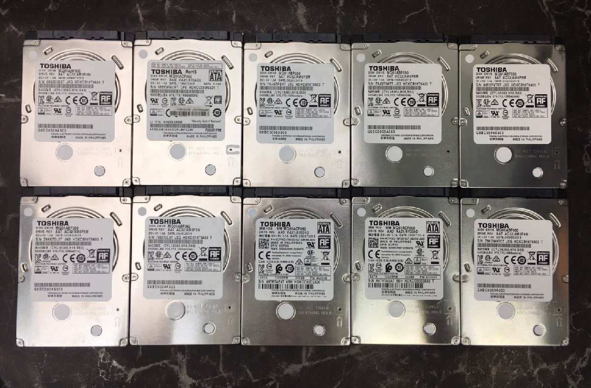 1円 2.5インチ HDD 500GB 10点 まとめ売り TOSHIBA データ消去済 1円 2.5インチ HDD 500GB 10点 まとめ売り TOSHIBA データ消去済