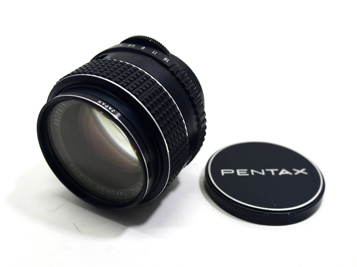 外観美品 PENTAX SMC TAKUMAR　50mmF1.4後期　純正キャップ付き / ペンタックス SMCタクマー M42マウント
