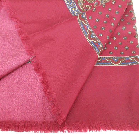 アクアスキュータム AQUASCUTUM ストール スカーフ フリンジ シルク ペイズリー柄 マルチカラー 赤 カーキ レッド /FF7 レディース