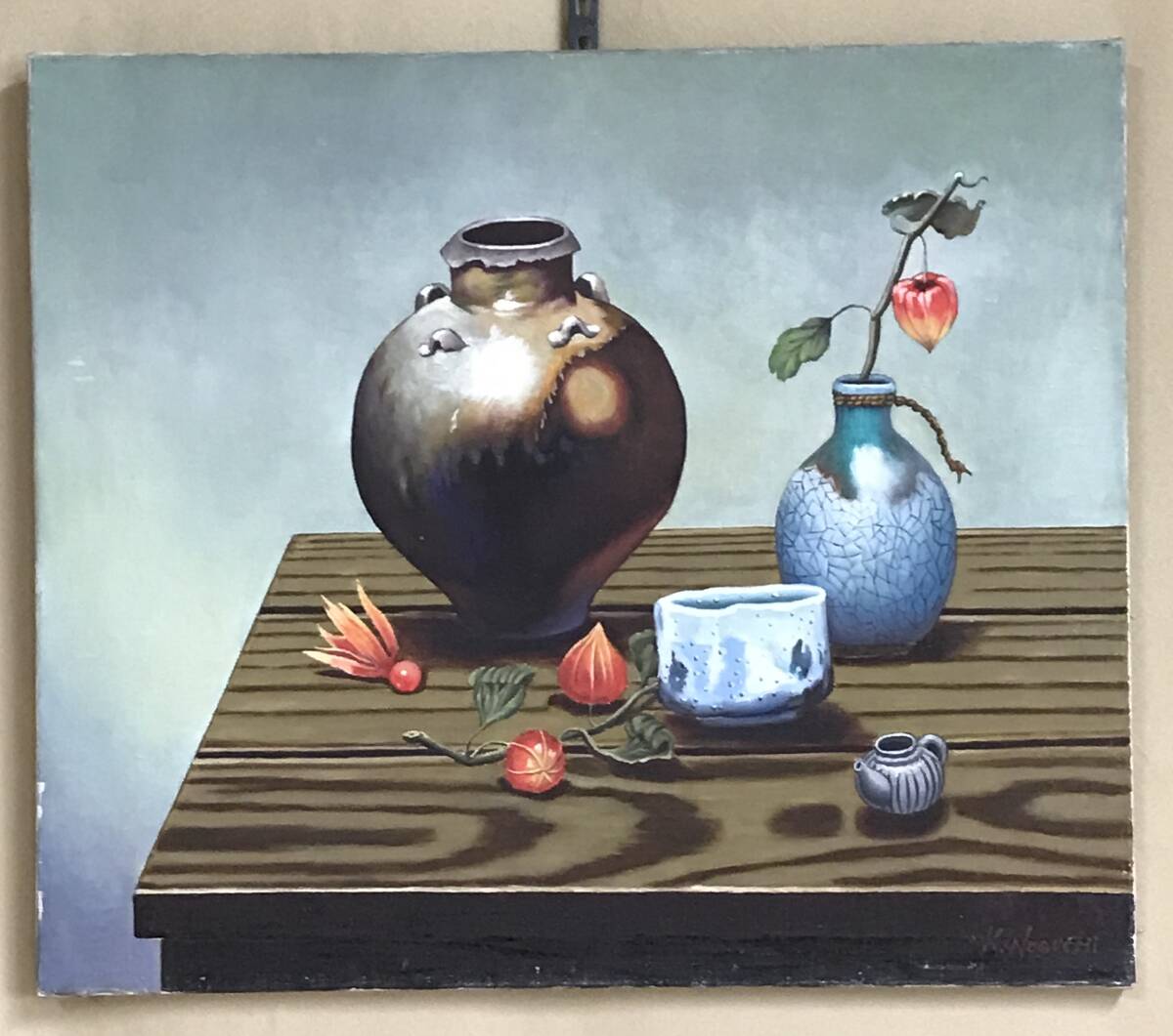 Yahoo!オークション - 真作 肉筆油絵 野口勝利 ほおずきのある Yahoo!オークション - 真作 肉筆油絵 野口勝利 ほおずきのある