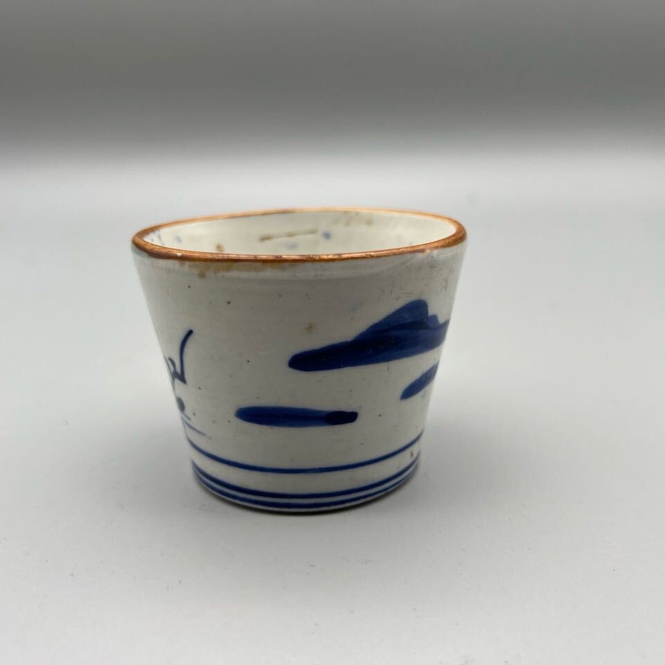 172 古伊万里染付松松葉吹雪図蕎麦猪口 江戸前期 無傷美品 古伊万里 蕎麦猪口 江戸期 染付 時代物 そば猪口