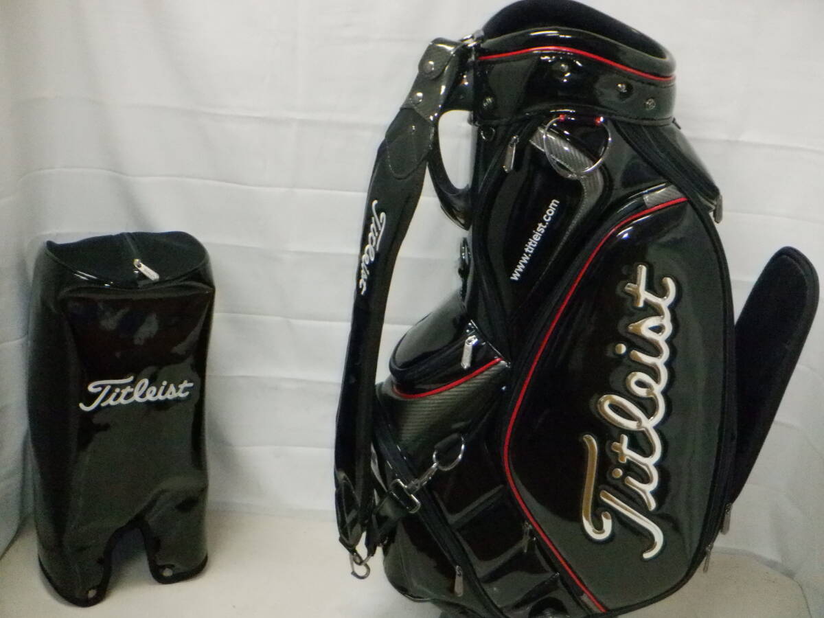 Titleist タイトリスト 9.0型 3点式エナメル/ アスリートツアー★中古★(BKxSILVER)ゴルフ キャディバック