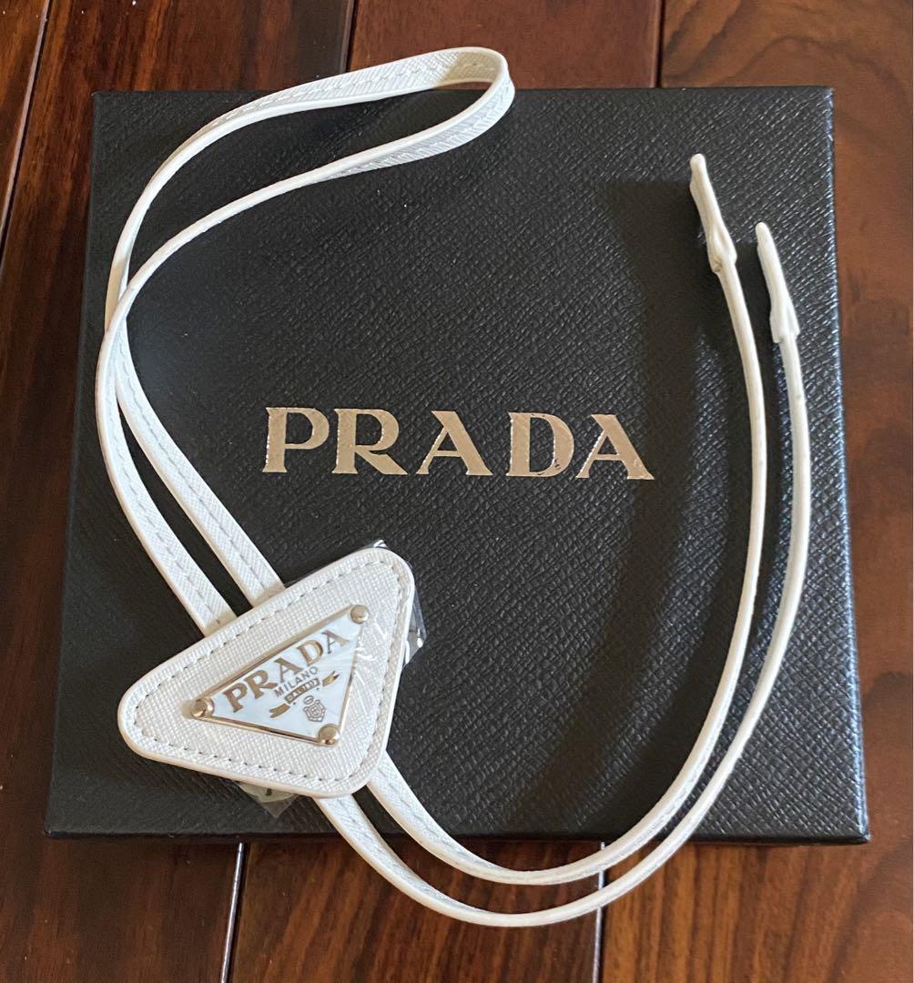極美品】PRADA プラダ ループタイ ボロタイ ネクタイ ホワイト 極美品】PRADA プラダ ループタイ ボロタイ ネクタイ ホワイト