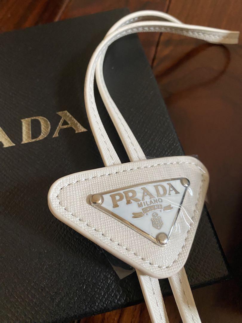 極美品】PRADA プラダ ループタイ ボロタイ ネクタイ ホワイト 極美品】PRADA プラダ ループタイ ボロタイ ネクタイ ホワイト