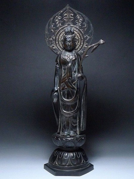 80G1503^ Buddhism fine art * light . structure * old copper made *.. sound bodhisattva . image * weight approximately 1860g* Buddhist image * inspection / height . light .