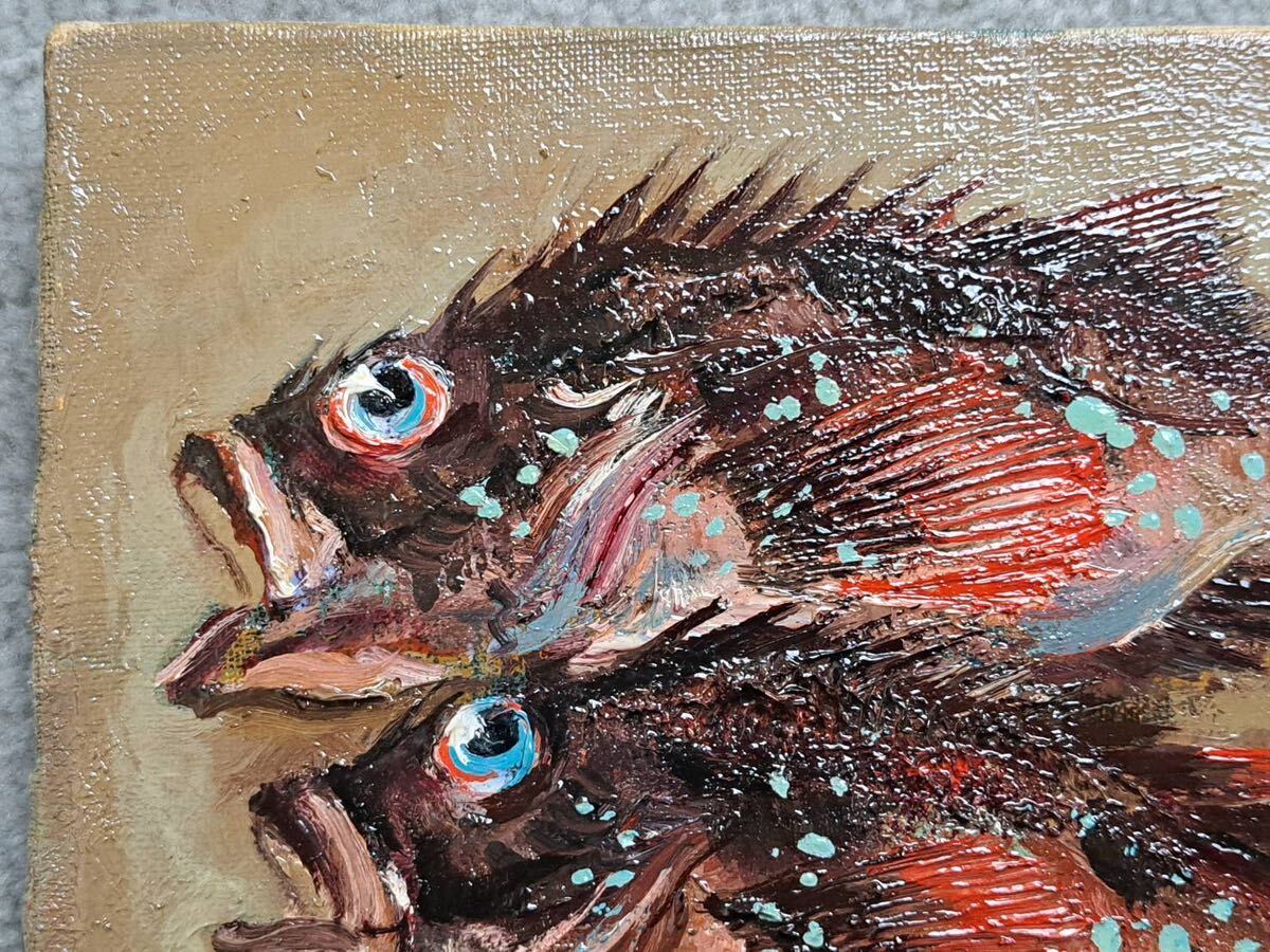 真作保証 秋山良太郎 油彩 SM号「双魚図」カサゴ 魚画名手 1968 真作保証 秋山良太郎 油彩 SM号「双魚図」カサゴ 魚画名手 1968