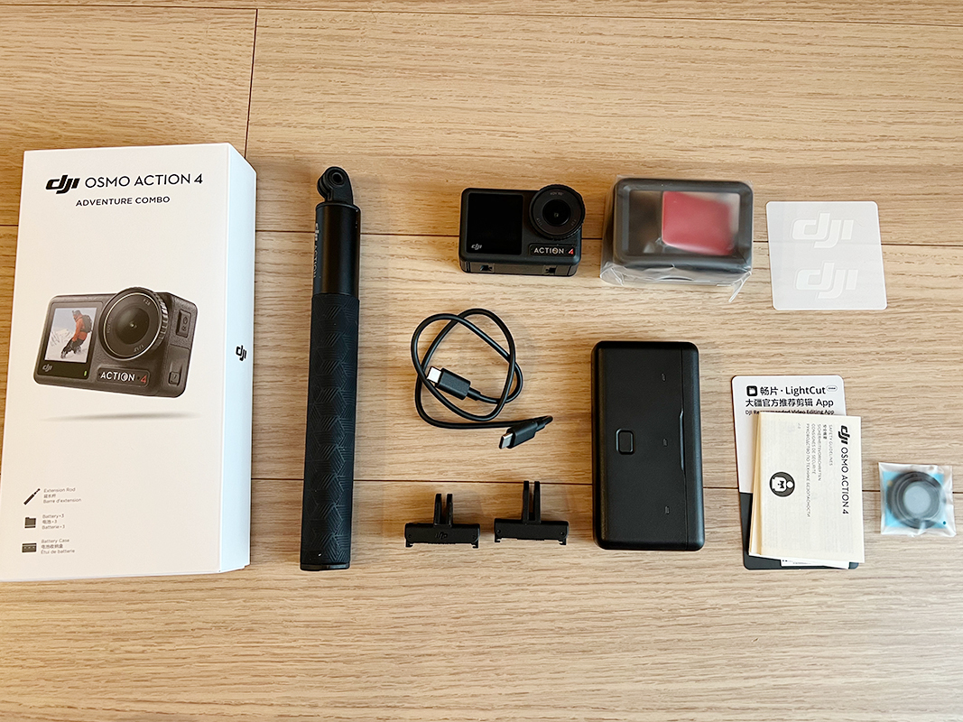 中古美品 DJI ディージェイアイ Osmo Action 4 アドベンチャーコンボ Adventure Combo CA2040 エクストリームバッテリー×3 延長ロッド