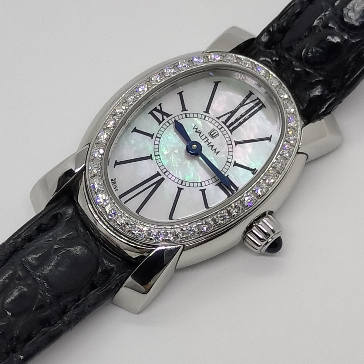 美品】WALTHAM ウォルサム レディ-ウォルサム LW34 ダイヤベゼル 美品】WALTHAM ウォルサム レディ-ウォルサム LW34 ダイヤベゼル