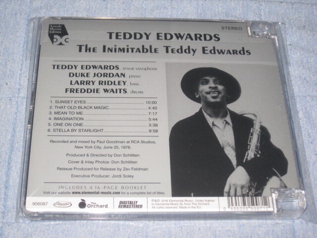 Teddy Edwards – The Inimitable Teddy Edwards, 2016 Elemental Music – 906087 Xanadu Master Edition Teddy Edwards – The Inimitable Teddy Edwards, 2016 Elemental Music – 906087 Xanadu Master Edition