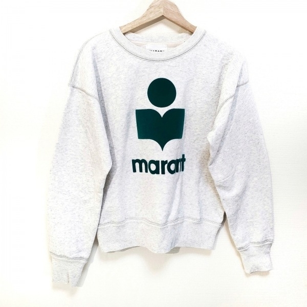 イザベルマランエトワール ISABEL MARANT ETOILE トレーナー サイズ34 S - グレーベージュ×ダークグリーン レディース 長袖 美品 トップス