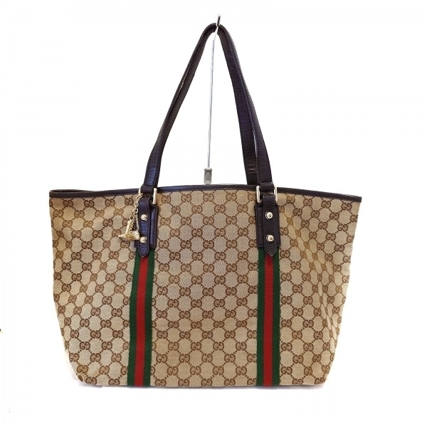 グッチ GUCCI トートバッグ 139260 GG柄，シェリー(ウェブ) レザー ベージュ×ダークブラウン×マルチ バッグ