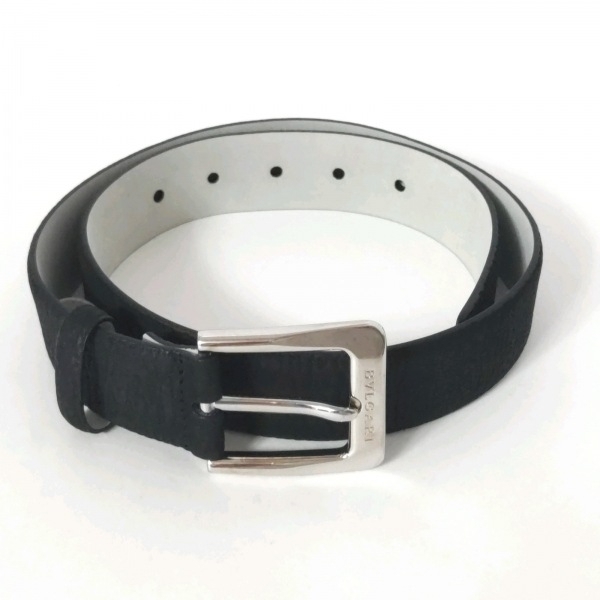 ブルガリ BVLGARI 70/28 - レザー シルバー×黒 SMUSSO W.BELT 美品 ベルト
