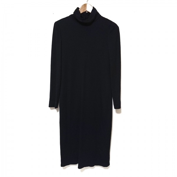 アクリス AKRIS サイズ42 L - 黒 レディース ハイネック/長袖/ロング丈/ニット ワンピース