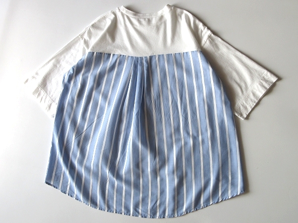 ネコポス対応 GRANDMA MAMA DAUGHTER グランマママドーター 2021SS シャツテール切替Tシャツ ドロップショルダー カットソー 0 白 ゆったり_画像3