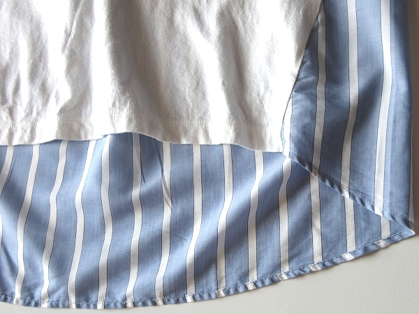 ネコポス対応 GRANDMA MAMA DAUGHTER グランマママドーター 2021SS シャツテール切替Tシャツ ドロップショルダー カットソー 0 白 ゆったり_画像6