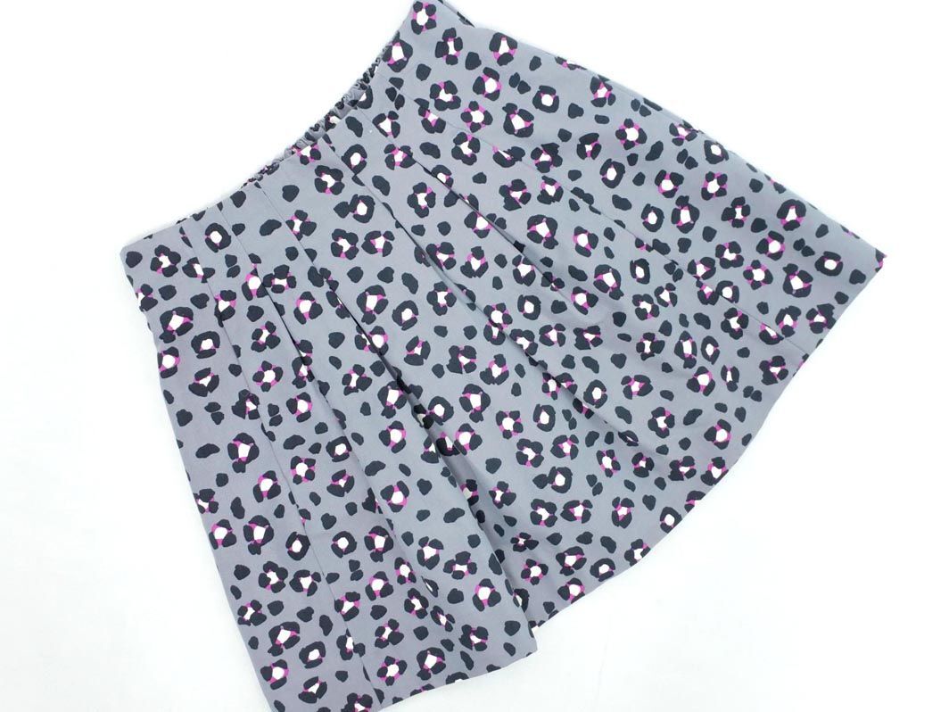 kate spade ケイトスペード シルク混 レオパード柄 タック スカート size0/グレー ■◇ ☆ ehc7 レディース