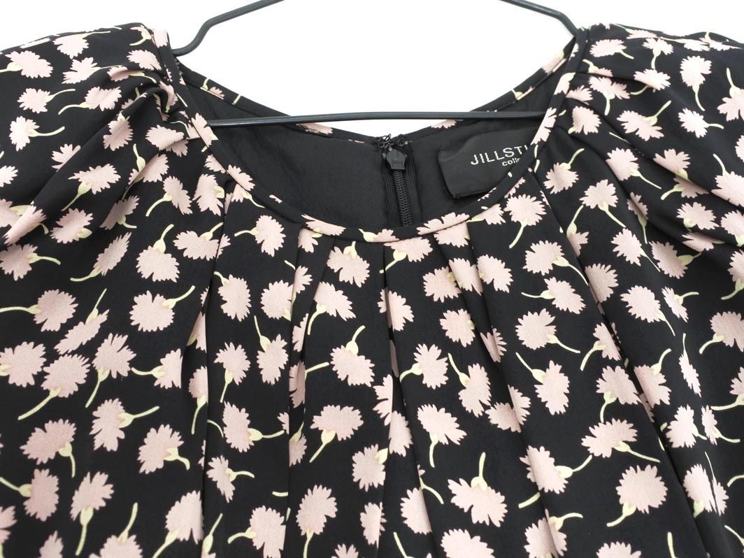 JILLSTUART ジルスチュアート 花柄 Iライン ワンピース size0/黒 ■◆ ☆ ehc3 レディース