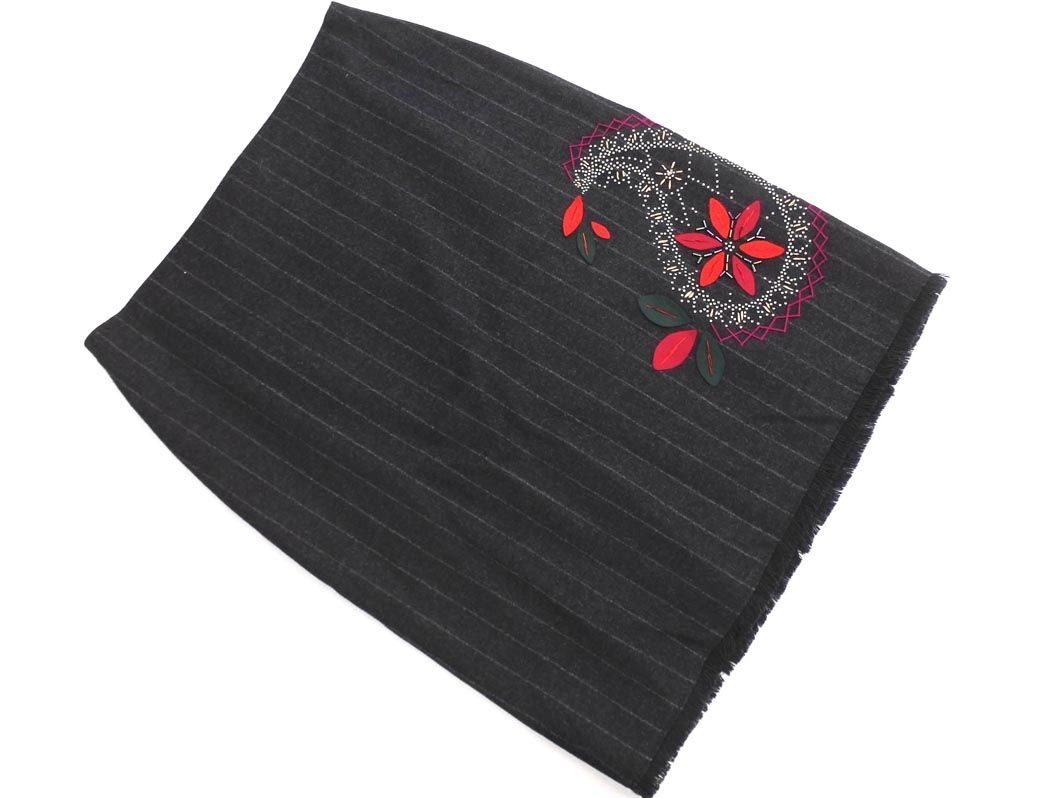 SPORTMAX スポーツマックス ウール100% ストライプ スタッズ 刺繍 タイト スカート size42/ダークグレー ◇■ ☆ ehc8 レディース