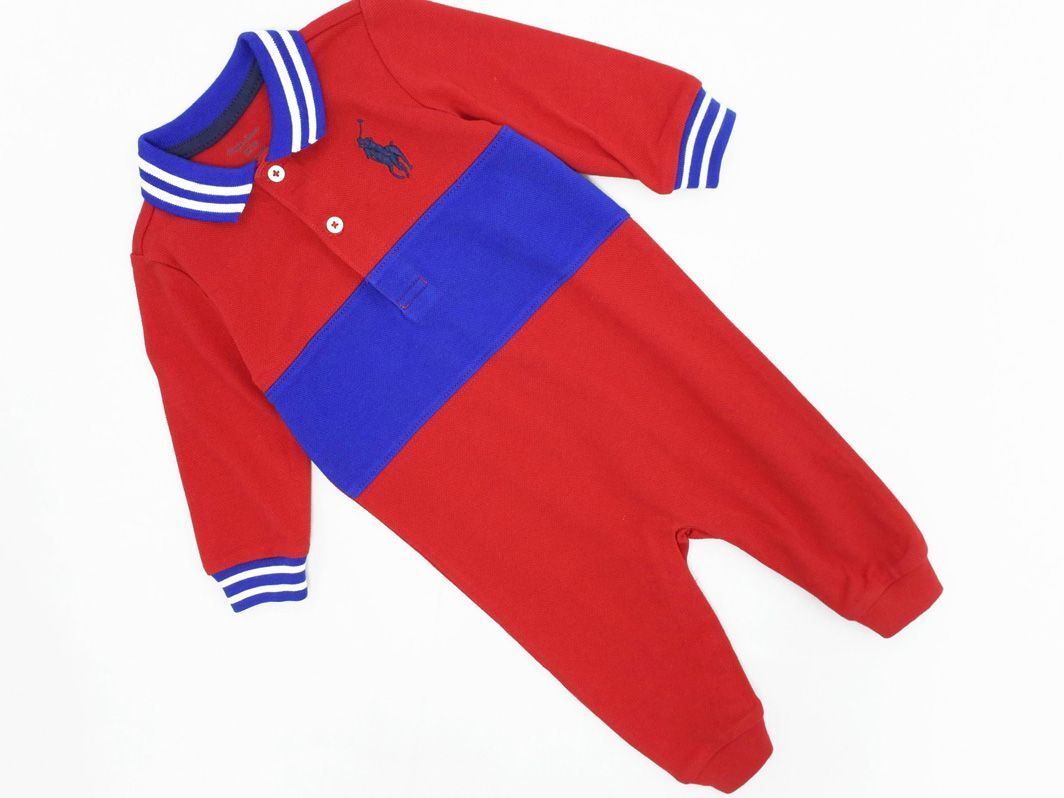 ネコポスOK 新品 Ralph Lauren ラルフローレン カノコ ビッグポニー ポロシャツ ロンパース size70cm/赤 ■◇ ☆ ehc7 子供服