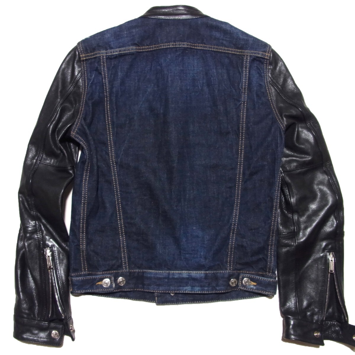 DSQUARED2 ディースクエアード 袖レザー ダメージ加工 デニム DSQUARED2 ディースクエアード 袖レザー ダメージ加工 デニム