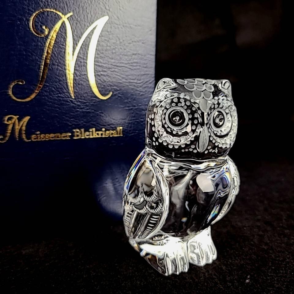 美品〇 マイセンクリスタル Meissener Bleikristall フクロウ 福 美品〇 マイセンクリスタル Meissener Bleikristall フクロウ 福