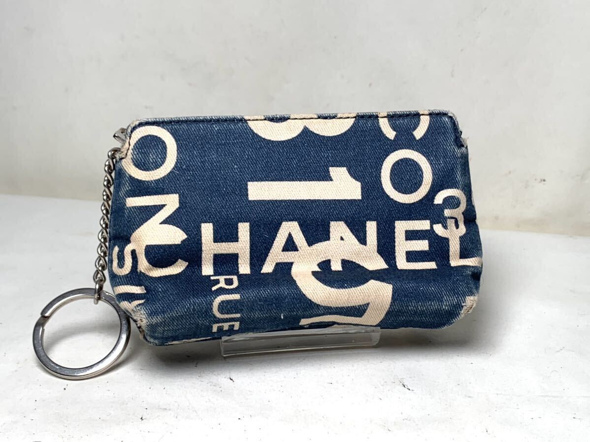 1256 CHANEL シャネル バイシー ココマーク コインケース 小銭入れ ポーチ 7番台 キャンバス レッド アイボリー 赤 レディース/ ブルー系