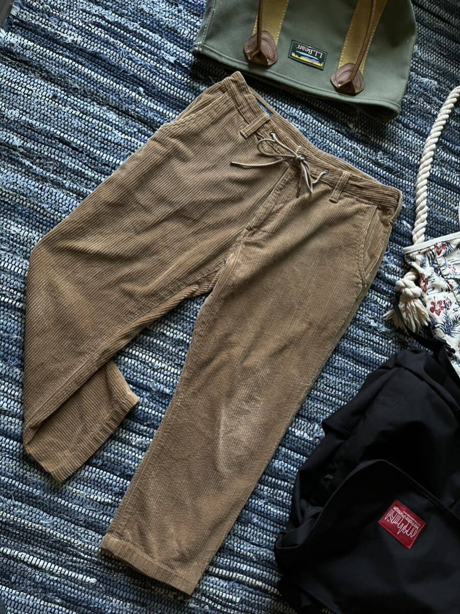 超美品 定価22，000円 日本製 THE FLAT HEAD フラットヘッド コーデュロイ素材 七分丈 クロップドパンツ sizeL 胴囲84cm MADE in JAPAN