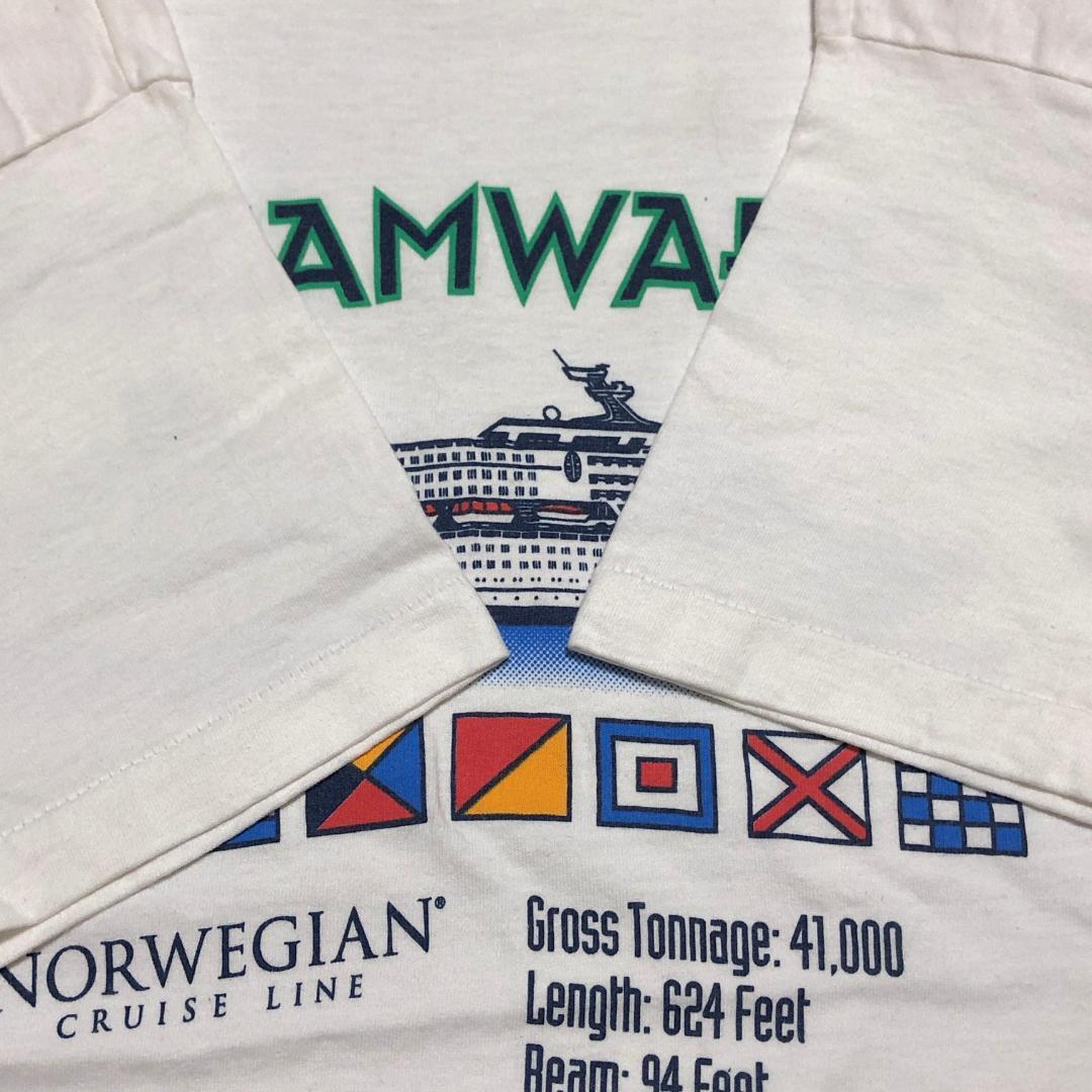 90sシングルステッチ 半袖Tシャツ クルーズ船 旗 夏物古着 q34① 90sシングルステッチ 半袖Tシャツ クルーズ船 旗 夏物古着 q34①