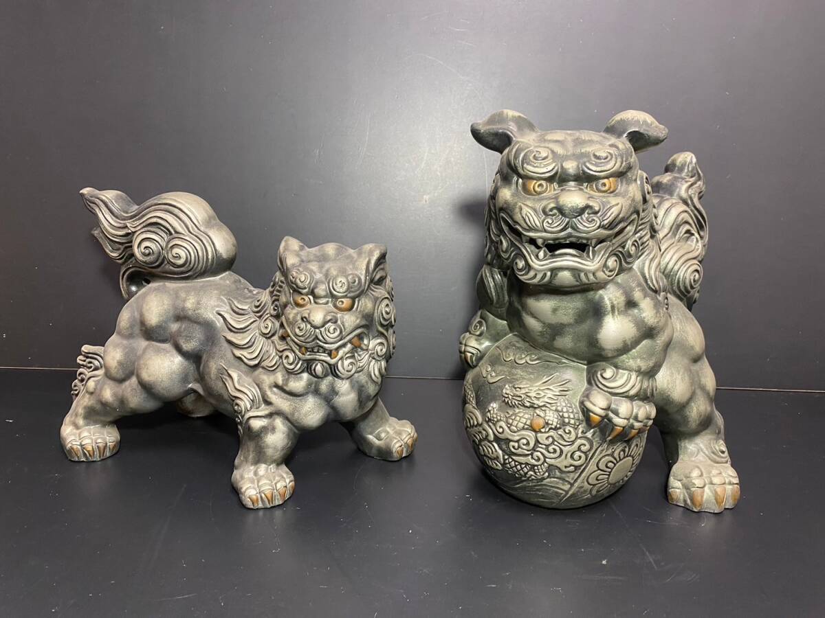 天馬さん同梱 砡、翡翠 獅子置物 148g/幅約7.5㎝ 東Y6-1218 - 彫刻