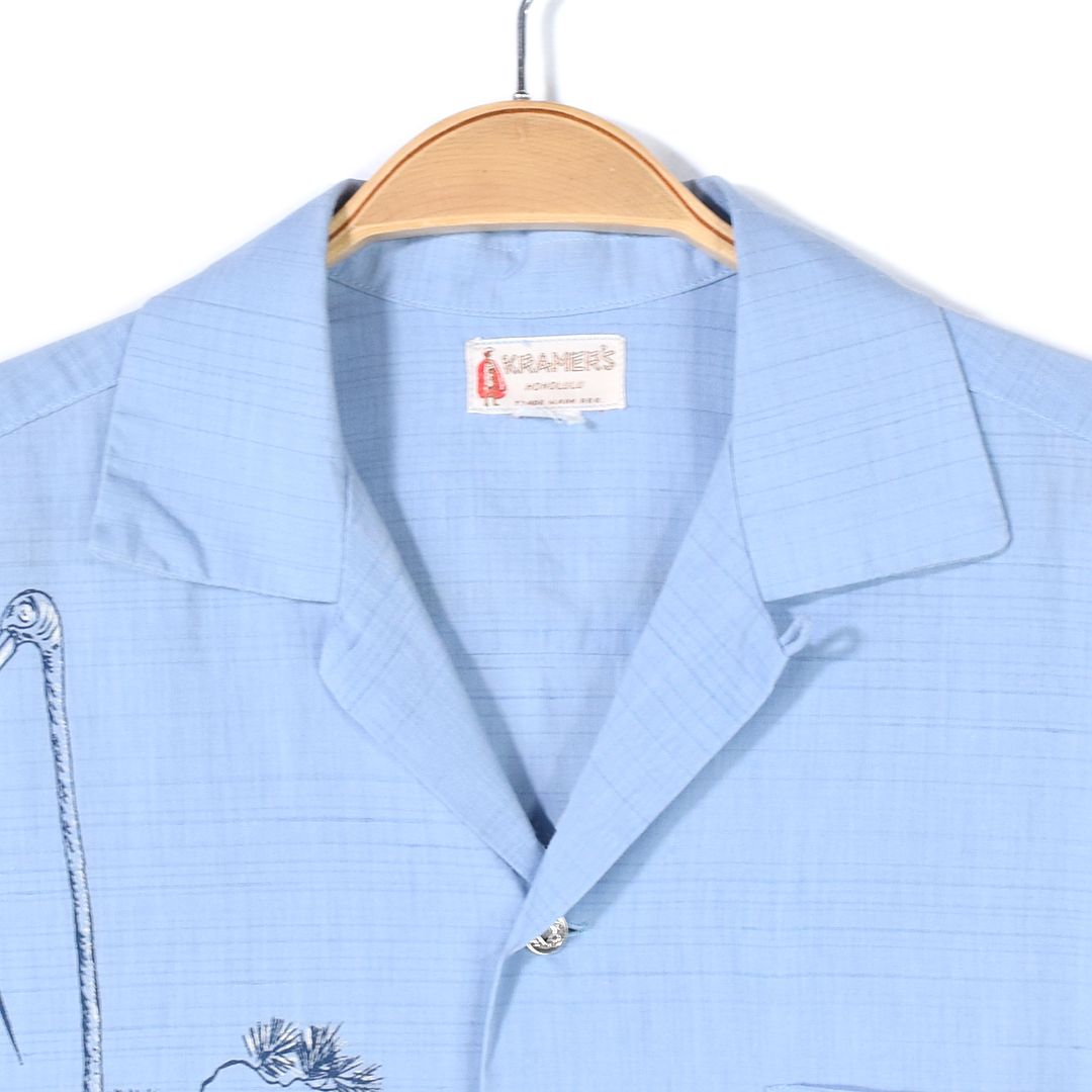 50s KRAMER'S HONOLULU 和柄 鶴 松 ヴィンテージシャツ 古銭 50s KRAMER'S HONOLULU 和柄 鶴 松 ヴィンテージシャツ 古銭
