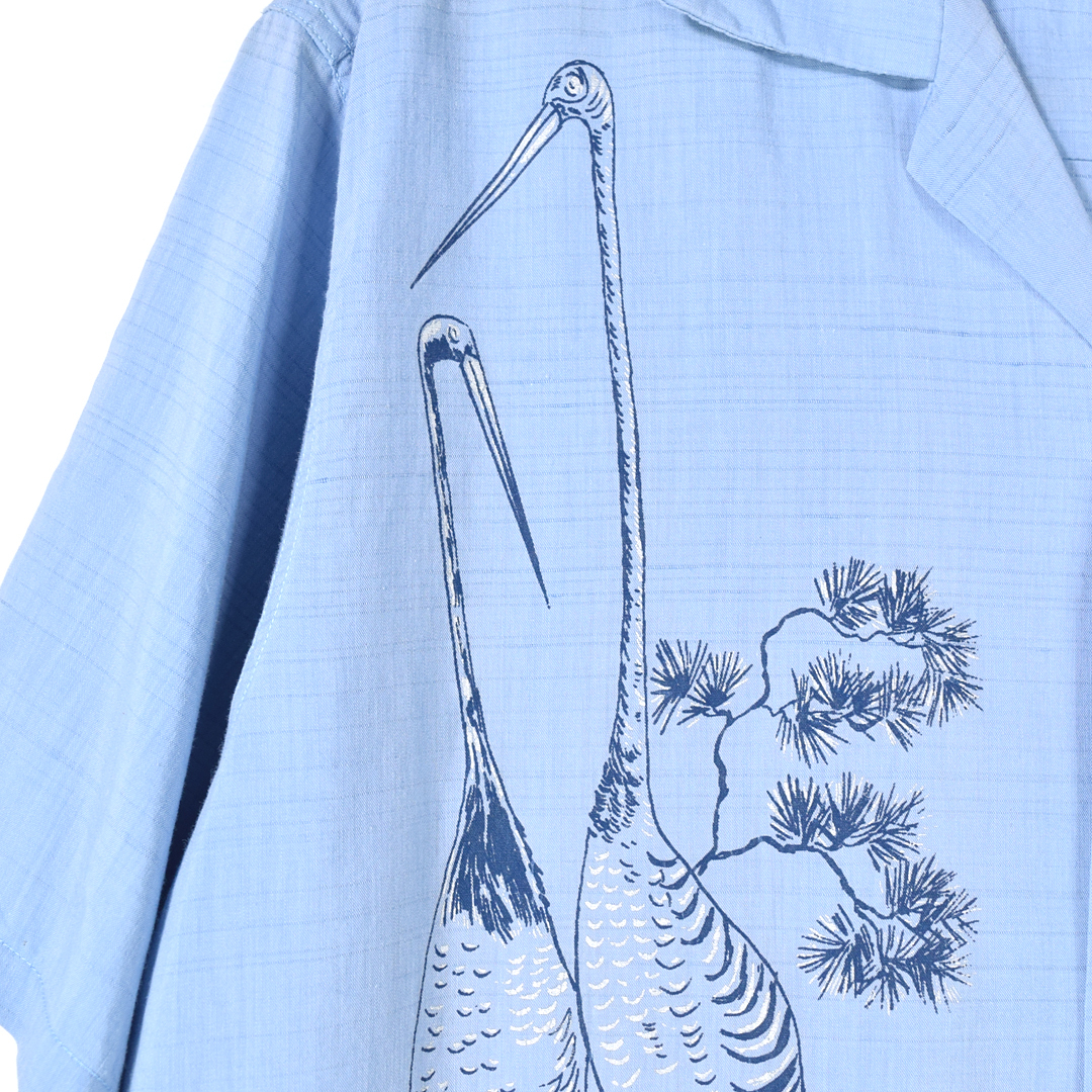 50s KRAMER'S HONOLULU 和柄 鶴 松 ヴィンテージシャツ 古銭 50s KRAMER'S HONOLULU 和柄 鶴 松 ヴィンテージシャツ 古銭