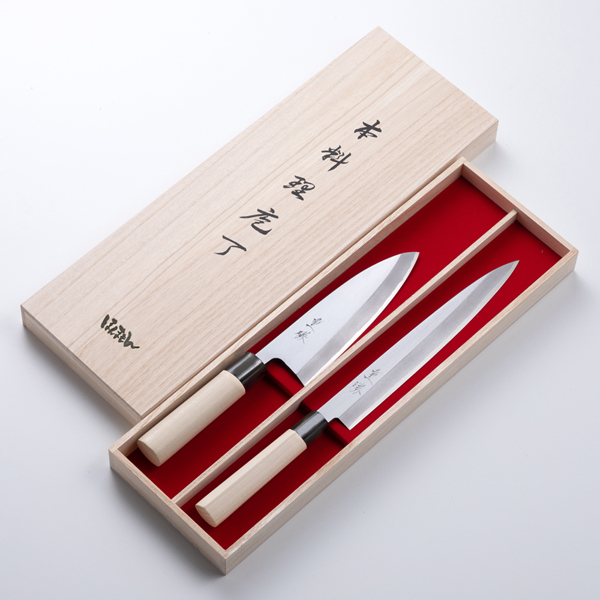 包丁セット 2本組 出刃165mm 柳刃240mm 堺 重勝 一般向和包丁 木箱入 プレゼント 誕生日 日本製