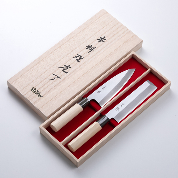 包丁セット 2本組 出刃165mm 薄刃180mm 堺 重勝 一般向和包丁 木箱入 プレゼント 誕生日 日本製