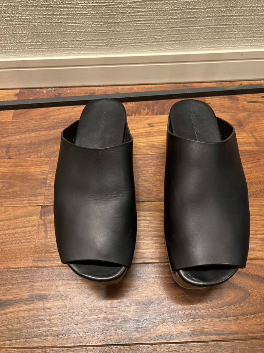 rick owens リックオウエンス 厚底 レザー サボ サンダル 41 rick owens リックオウエンス 厚底 レザー サボ サンダル 41