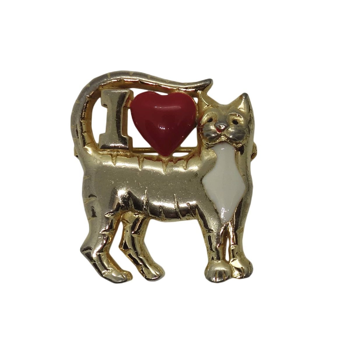 Ren 猫 ブローチ I LOVE CAT ピンバッジ アクセサリー アメリカ 輸入雑貨 ピンバッチ