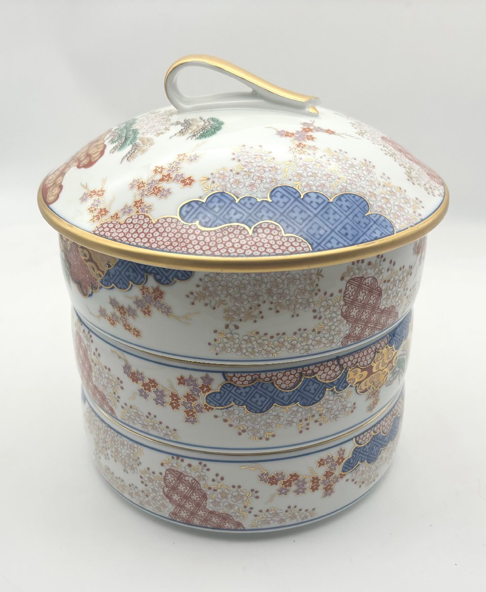 其泉 其泉窯 有田焼 三段重 陶器 重箱 春秋文(その他)|売買され 其泉 其泉窯 有田焼 三段重 陶器 重箱 春秋文(その他)|売買され