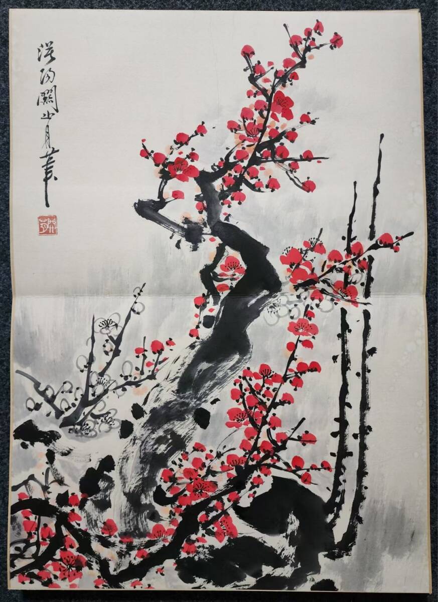 中国古美術 康生書法 紙本墨書 書 古美術 冊頁 中国・近現代 「関山月書」 紙本 【梅花図画冊 十開