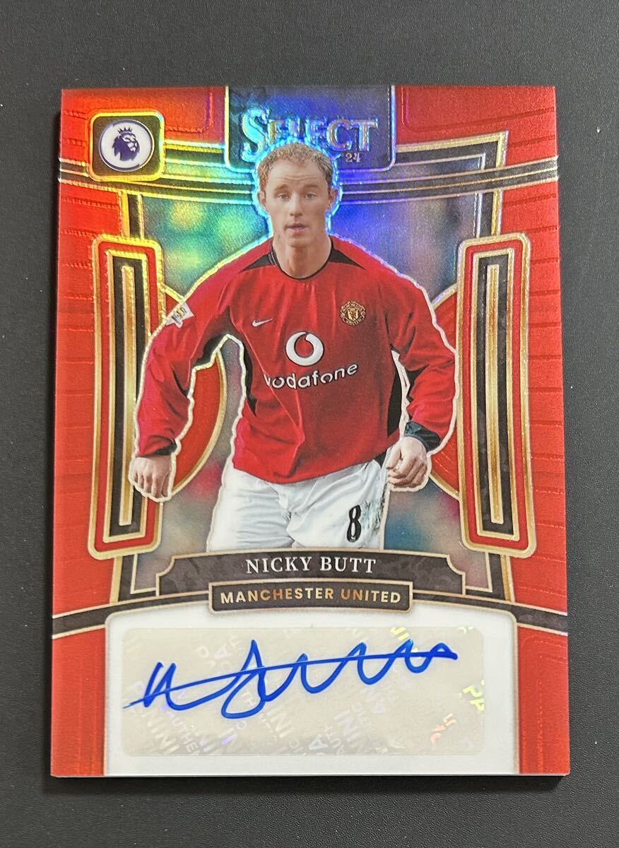 2023-24 Select Soccer Nicky Butt Manchester United Auto Red Prizm Signatures S-NB Premier League
