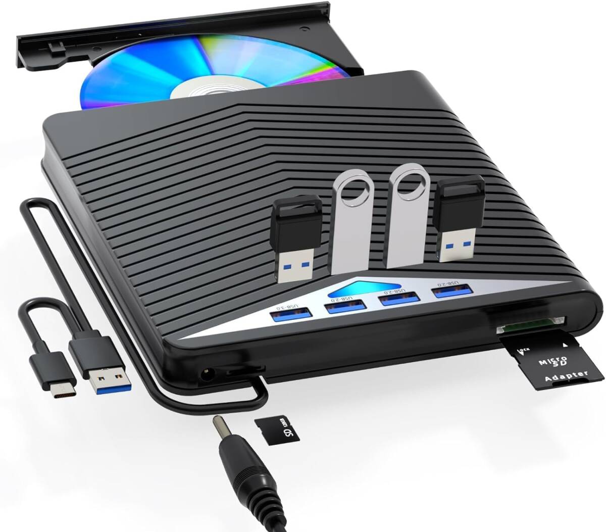 conreruruブルーレイドライブ外付け USB-A Type-C(USB-C) BD/DVD/CD/プレイヤ再生 プレーヤー 読み込み 書き込み 焼き対応ポータブル１