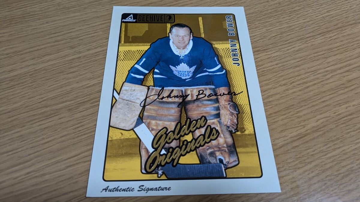 NHLレジェンド　Johnny Bower特大直筆サインカード　トロント・メイプルリーフス　ホッケー殿堂入り