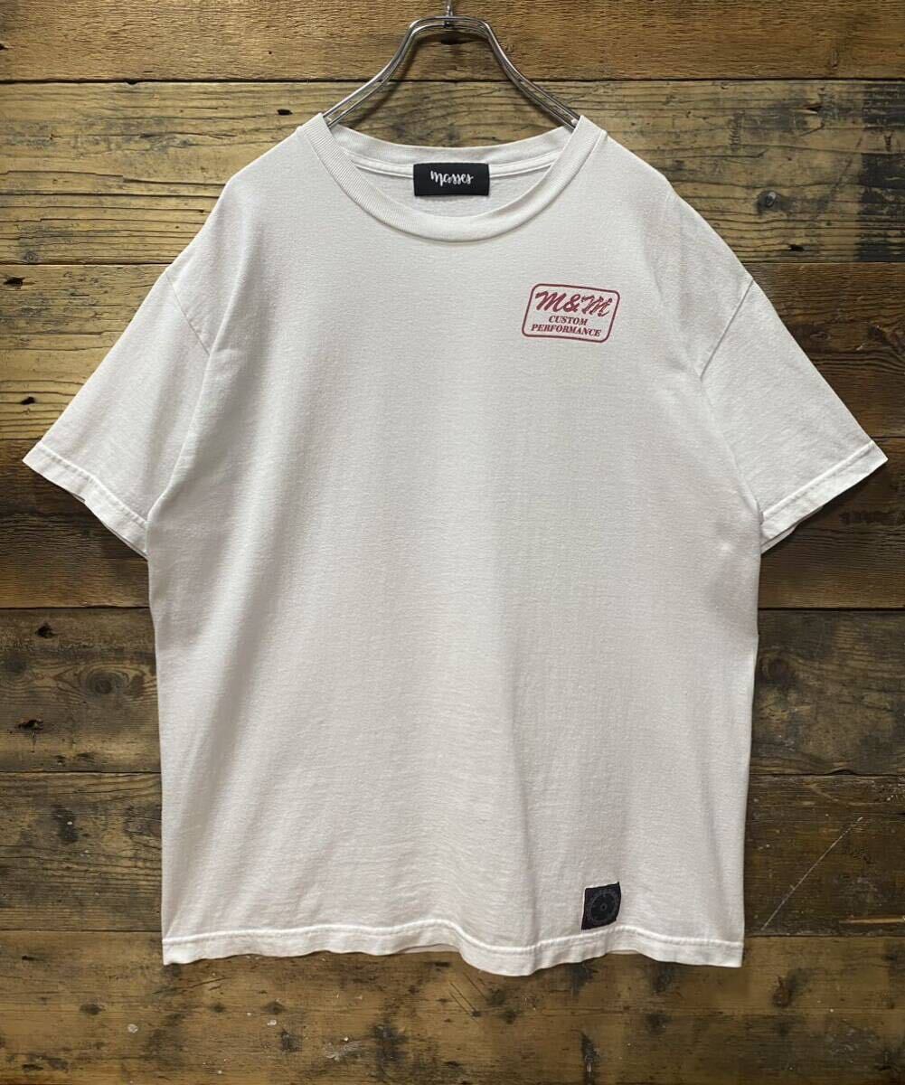 m&m × masses　LOGO TEE size:L～XL程度 white /　M&M CUSTOM PERFORMANCE Furniture エムアンドエム マシス ロゴ Tシャツ ホワイト