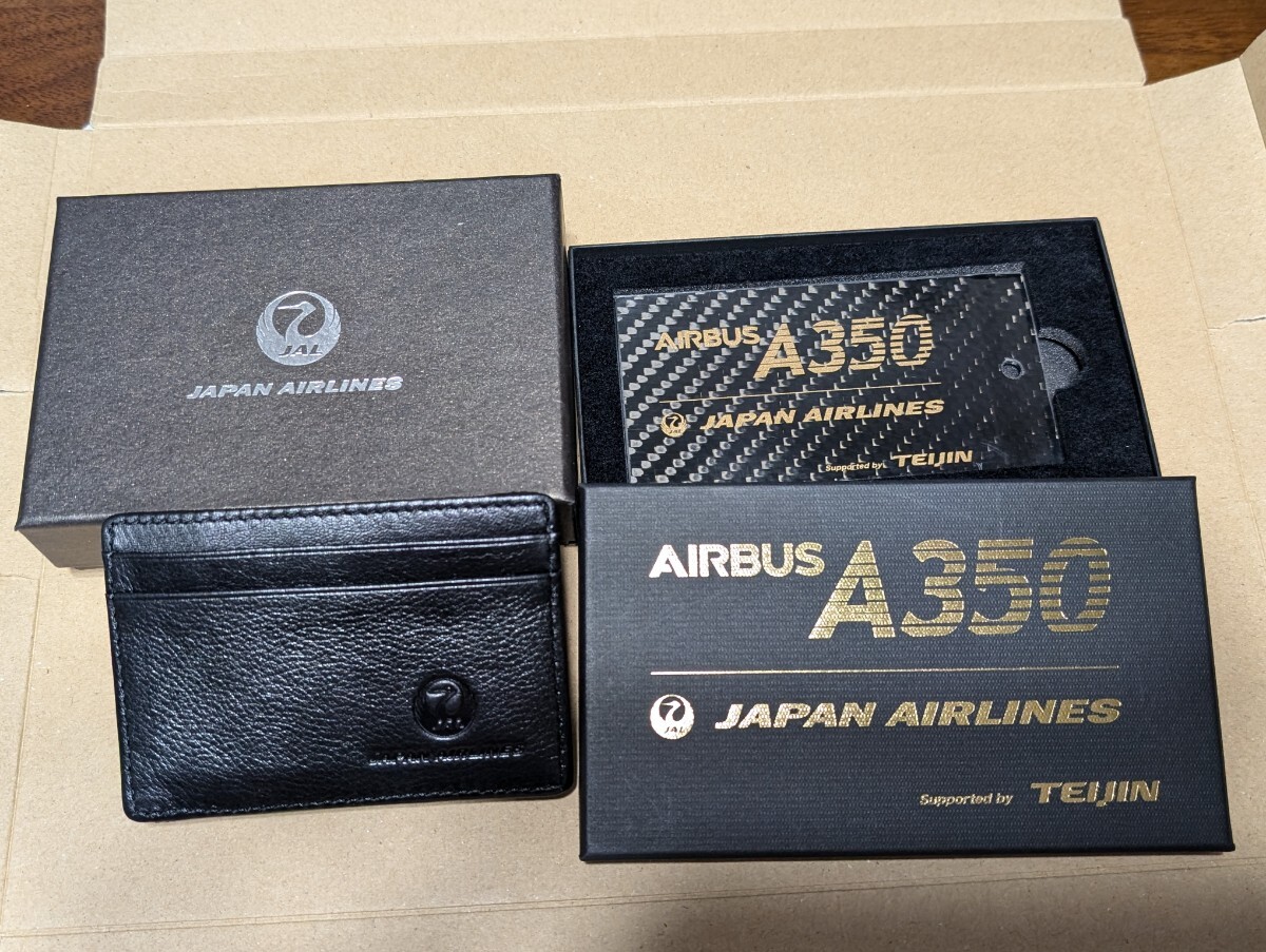 JAL 日本航空 エアバス A350 ネームタグ カーボン レザーコインケース 未使用品 AIRBUS 就航記念非売品 TEIJIN 送料無料！