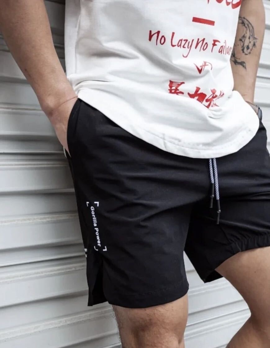 今季新作 ショートパンツ ハーフパンツ　速乾素材　Mサイズ ブラック　ショーツ 964m SHORT トレーニング　ゴルフ練習パンツ　ジョギング_画像1