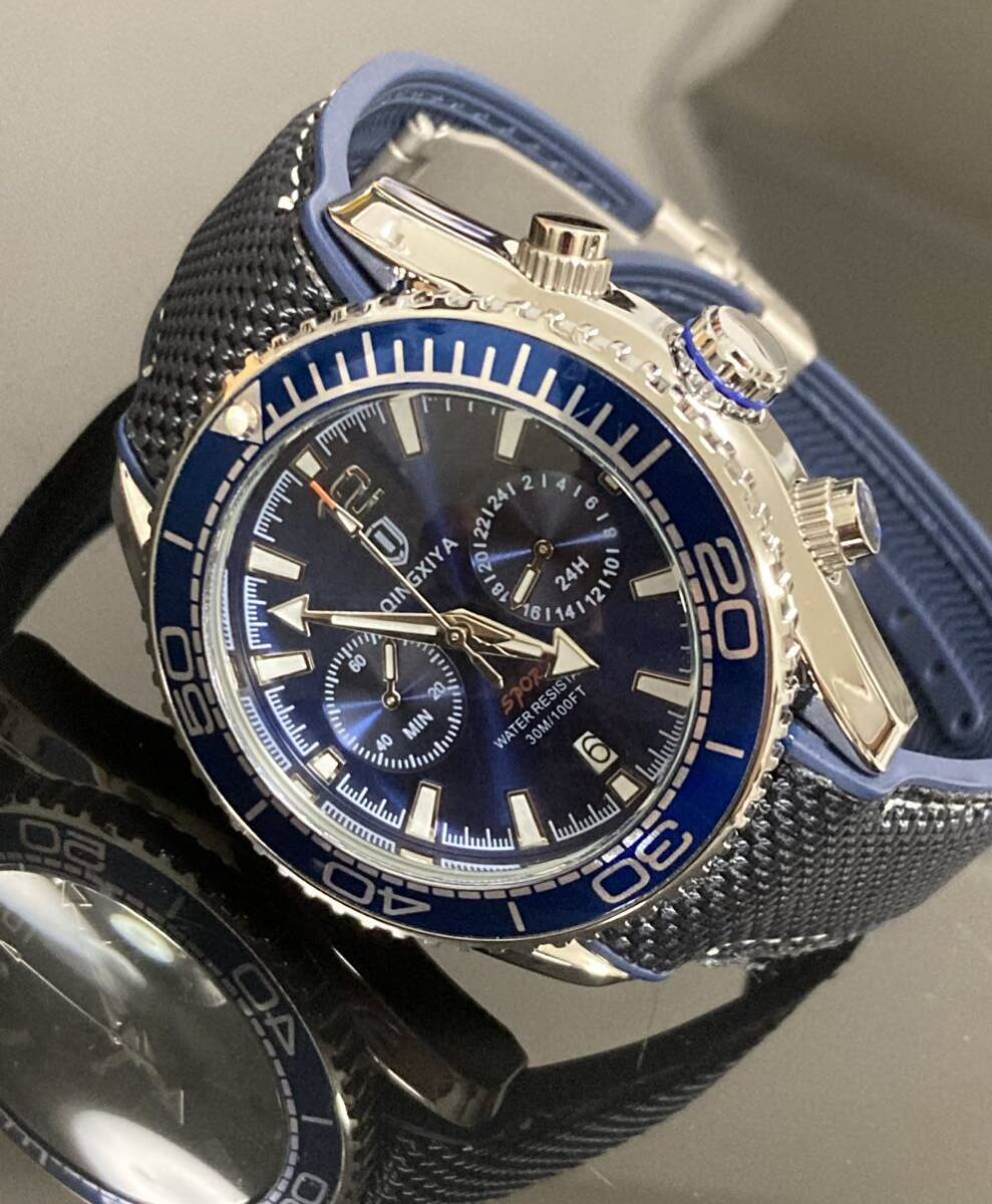 新品　アメリカモデル　メンズ腕時計　クロノグラフ可動　ベゼル可動　ミリタリーステンレスインビクタスチール　カレンダー防水腕時計1771