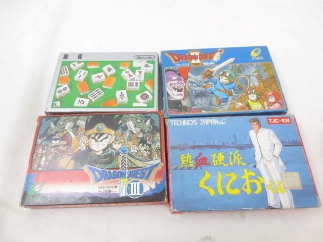 【同梱可】中古品 ゲーム ファミコン ソフト 4点 熱血硬派くにおくん ドラゴンクエスト II III 等 グッズセット