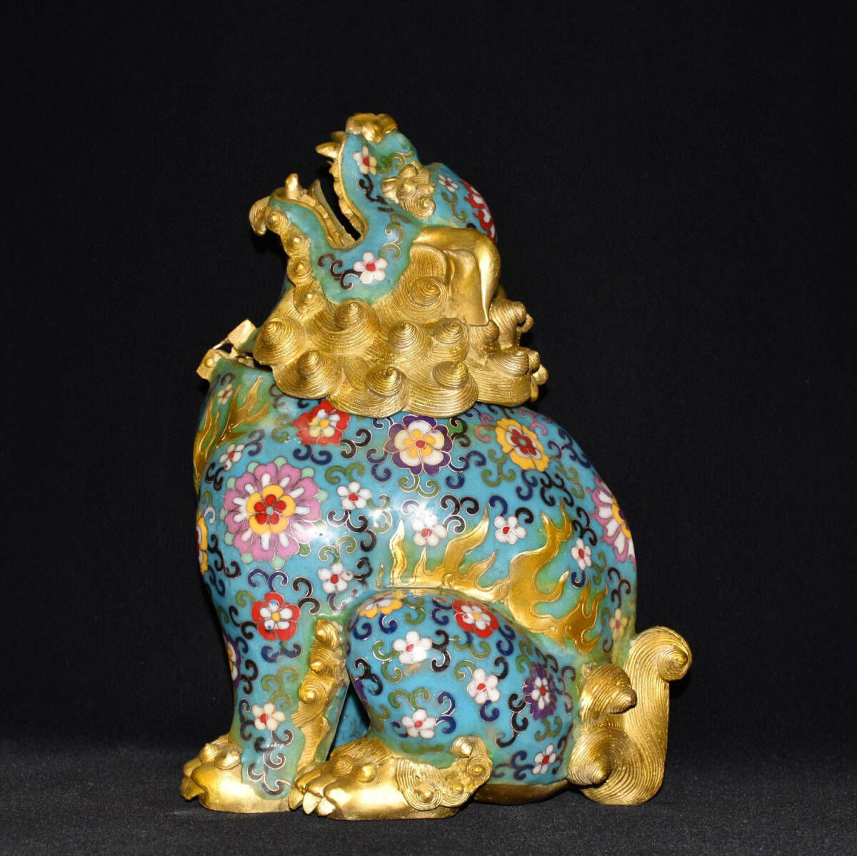 31620円 『館蔵珍品 銅製 塗金 景泰藍 琺瑯彩 朝天吼獅子熏香炉 31620円 『館蔵珍品 銅製 塗金 景泰藍 琺瑯彩 朝天吼獅子熏香炉