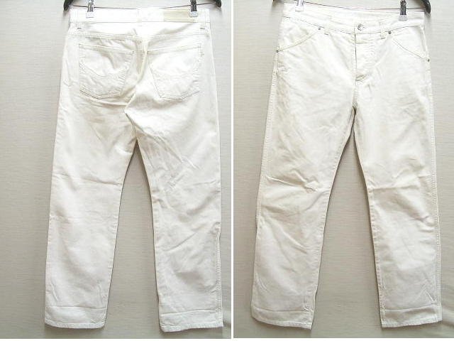 ◇即決[40]LOUIS VUITTON アーカイブ 08SS モノグラム 刺繍 ワイドストレート ホワイト デニム ルイヴィトン パンツ ARCHIVE■2844